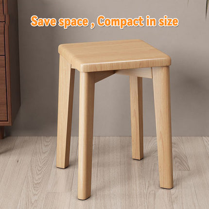 Solid Wood Square Stool Stackable Seat for Dining Desk Makeup Living Room