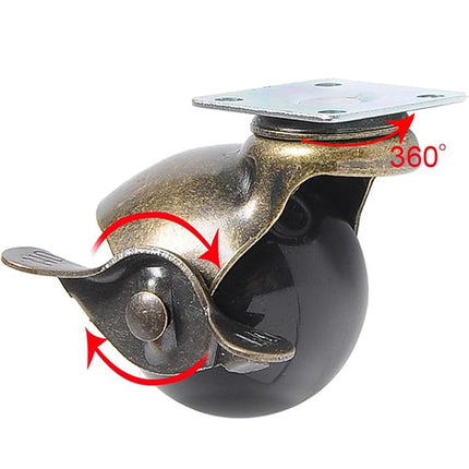 4PCS Bronze Furniture Caster Wheels Spherical PP Sofa Brake Universal Roller Set