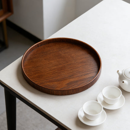 Round Wooden Serving Tray 4 Sizes Living Room Kitchen Dining Table Serving Tray