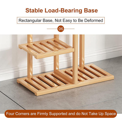 5/6 Tier Bamboo Minimalist Flower Plant Stand Home Balcony Garden Floor Rack