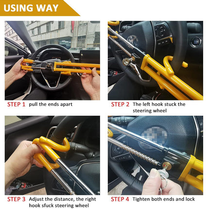 Adjustable Car Steering Wheel Lock Anti Theft Security Bar for Vehicle Protect