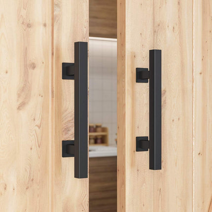 Black Carbon Steel Door Handle Easy to Install Durable Sturdy for Home Barn Door