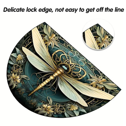 Floral Floor Mat Semicircle Printed Entry Door Rug Non-Slip Mat For Home Decor