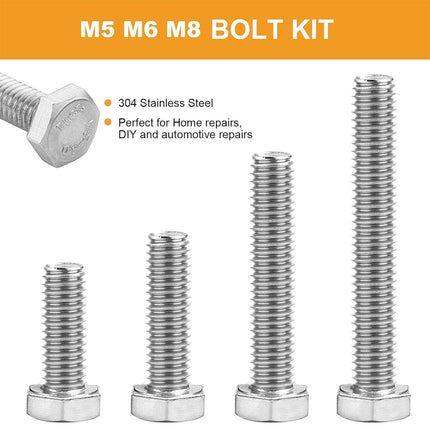 408PCS Stainless Steel Hex Bolts Nuts Washers Assortment Set with Storage Box