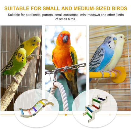 Wooden Parrot Climbing Ladder Swing Toy Claw Grinding Sanded for Small Birds
