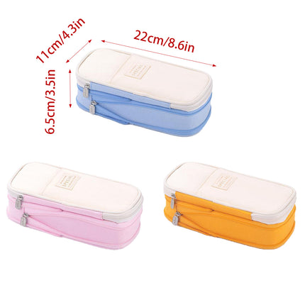 Expandable Canvas Pencil Case 3 Colours Zip Pouch