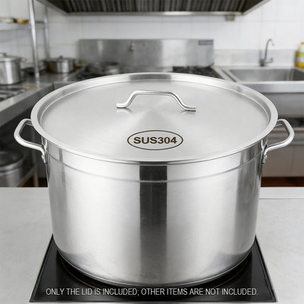 304 Stainless Steel Pot Lid Universal Round Soup Bucket Cover with Handle