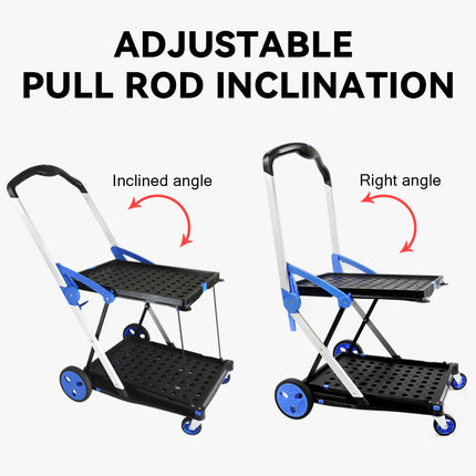 2 Tier Multi Functional Foldable Trolley Portable Storage Cart For Home Outdoor