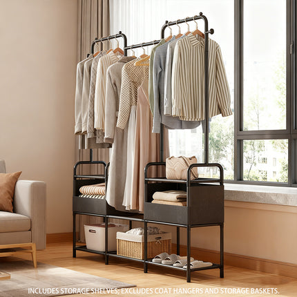 Simple Clothes Rack Steel Frame Non-Woven Fabric Durable for Bedroom Storage Use