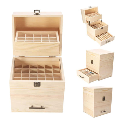 Three Tier Wooden Essential Oil Storage Box with Drawer