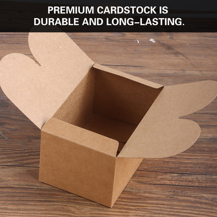 50PCS Foldable Gift Paper Boxes 15x10x8.5cm Khaki White for Party Wedding Use