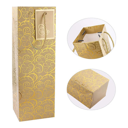 10 Pcs Red Wine Gift Bags with Twisted Rope Handle in Kraft Paper