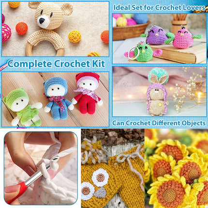 Beginner Crochet Yarn Set with Storage Case for DIY Scarf Hat Making Supplies