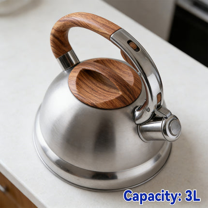 Stainless Steel Whistling Kettle Induction Heat Resistant Handle Home Tea Pot