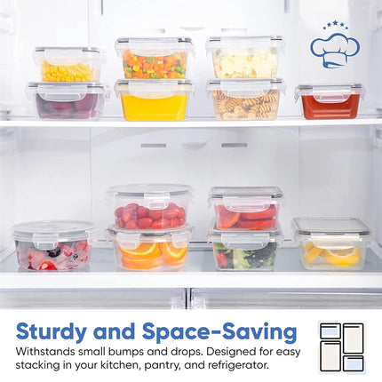 24PCS Kitchen Fridge Food Storage Containers Food Safe 60-1000ml Clear Stackable