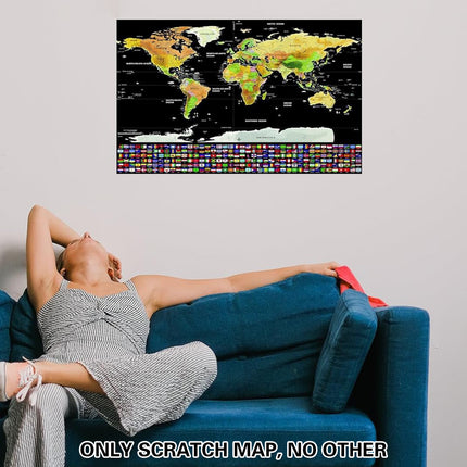 Deluxe Scratch-off World Map Interactive large Poster Atlas Travel Decor Gift