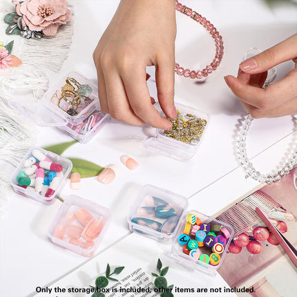 100PCS Square Transparent Storage Boxes Durable for Organizer Jewelry Beads Use