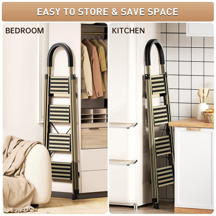 4 Step Home Folding Ladder Anti-Slip 150KG Load Capacity Space Saving Sturdy