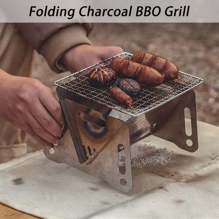Camping Mini BBQ Grill Portable Charcoal Barbecue Grill Stainless Steel Camping