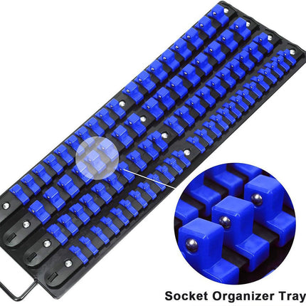 Socket Rack 4 Row 1/4 3/8 1/2 Drive Rail Wall Mounted Tool Holder