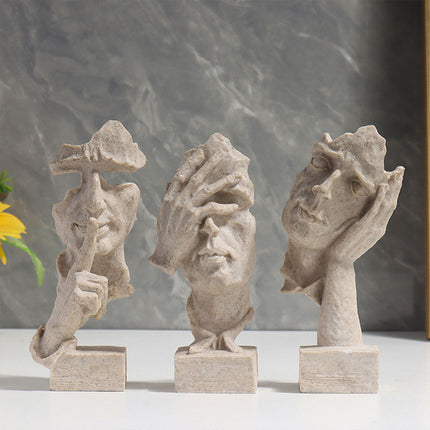 Resin Sculpture 3pcs Modern Office Desktop Art Decor Ornament Home Decoration