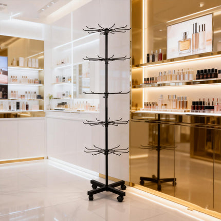 Rotating Jewellery Display Stand 5 6 Tier Metal Rack With Wheels Adjustable