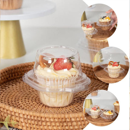 100PCS Transparent Cupcake Packaging Box Muffin Container Bakery