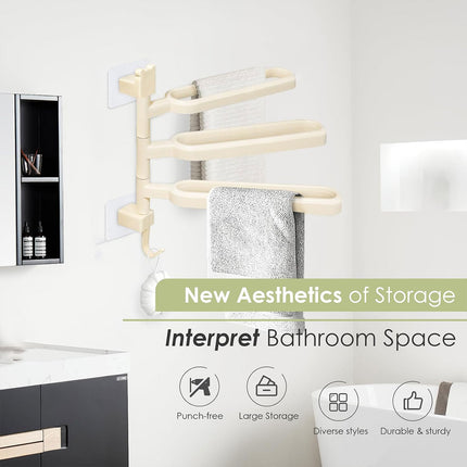 Punch-free Towel Rack Basic Model Rotatable Multi-rod Bathroom Toilet Towel Hang