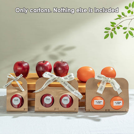 50PCS Kraft Paper Packaging Box Fruit Gift Bag Single Double Handle for Party