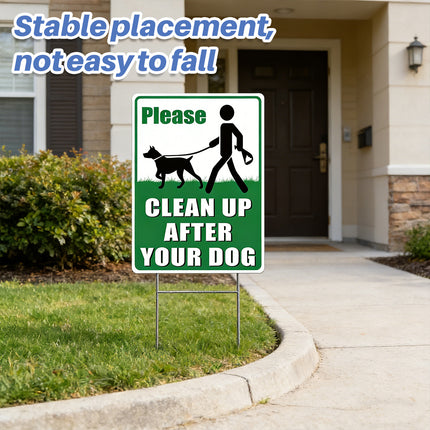 2PCS Clean Up After Your Dog Sign Dog Litter Clean Up Sign 20x30cm Stable Sturdy