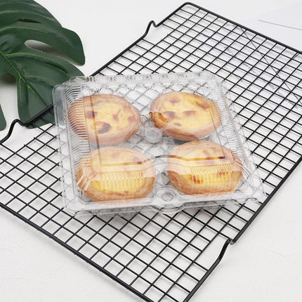 100PCS Transparent Plastic Egg Tart Box Disposable Bakery Packing Container