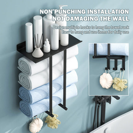 Bathroom Towel Rack Wall Mounted Storage Shelf Multifunction Holder for Toilet