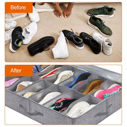 2PCS Shoe Organizer Under Bed Wardrobe Storage Box Zipper Cover Bag Durable
