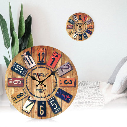 Wooden Wall Clock Round Shape Creative Design For Living Room Bedroom Decoration