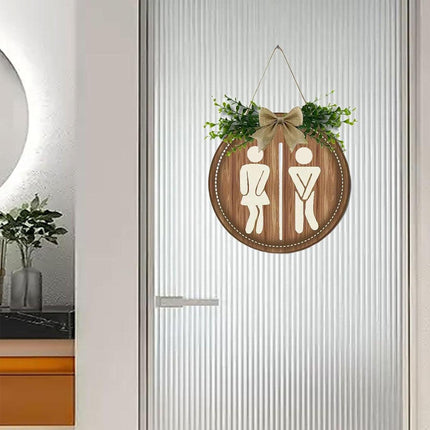 Wooden Toilet Signs Wall Hanging Gender Signage Decorative Bathroom Door Signs