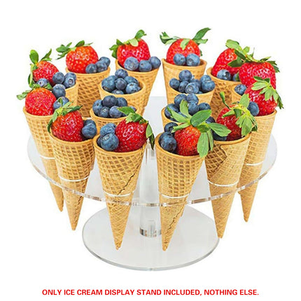 2PCS Clear Acrylic 16 Slot Ice Cream Cone Display Rack 25cm for Party Catering