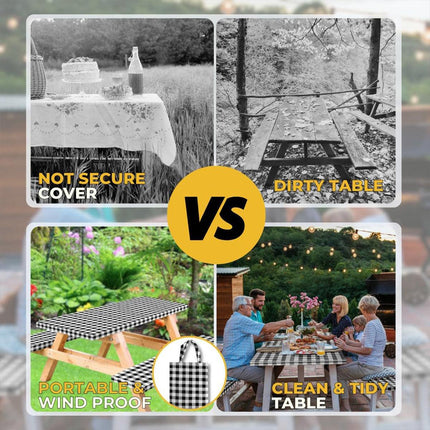 Durable Waterproof 3pcs Outdoor Patio Picnic Tablecloth Cover Set for BBQs