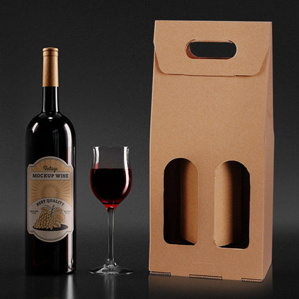 30pcs Kraft Paper Wine Box for Gift Packaging Portable Wine Bottle Storage Box