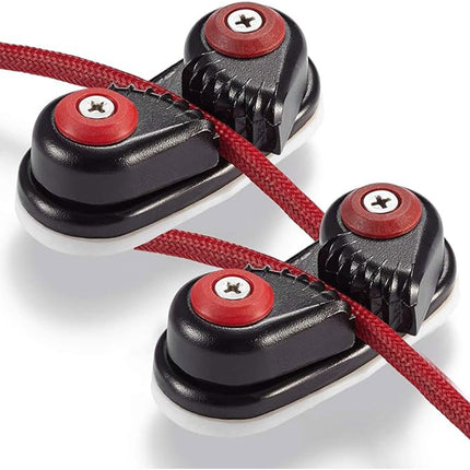 Rope Clamp Set 2PCS Aluminum Alloy Black Clip Plate Sailboat Kayak Canoe Outdoor