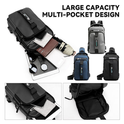 Large Capacity Multi Functional Shoulder Bag with USB Port Water Resistant