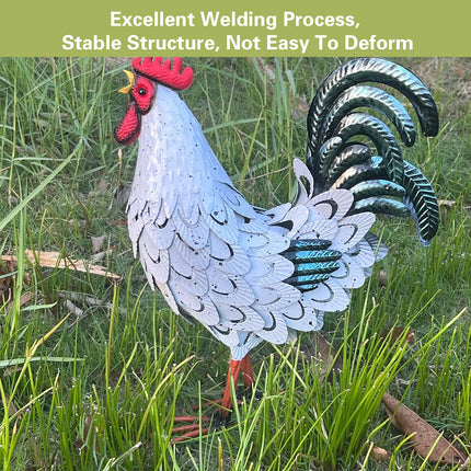 Metal Rooster Standing Decoration Rustproof for Home Garden Yard Patio Ornament