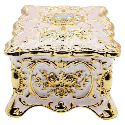 Retro Jewelry Box Trinket Organizer Alloy Crafts Ring Necklace Storage Box