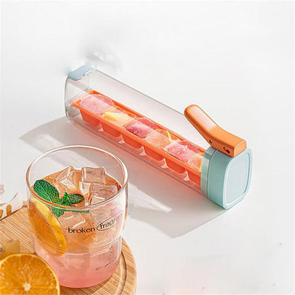 2pcs Press Ice Cube Tray 6 Grid Small Mould with Lid Ice Storage Box for Freezer