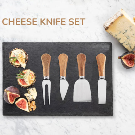 4 Piece Stainless Steel Cheese Knife Set Sharp Blades Ergonomic Handles Durable