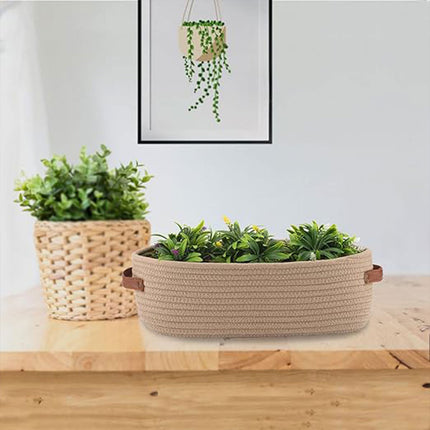 Oval Storage Basket with Handles Shelf Organiser Bin Laundry Toy Container