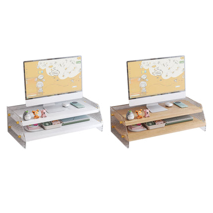 Double Layer Acrylic Desktop Organiser Stable Clear for Desk Monitor Riser Use