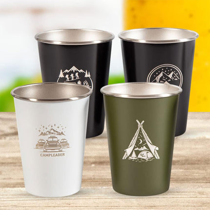 Set of 4 Outdoor 304 Stainless Steel Cups Coffee Tea Beer Camping Water Cups