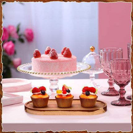 8pcs Wooden Cake Tray Home Serving Tray for Treats Snacks and Desserts Use