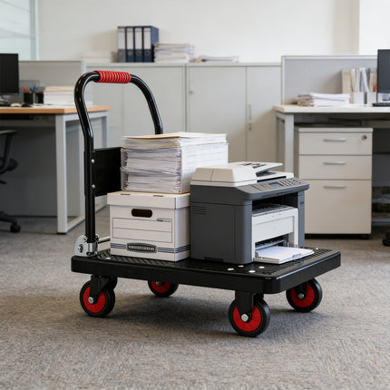Folding Flatbed Trolley Cart 72x48cm Silent Wheels for Warehouse Home Use