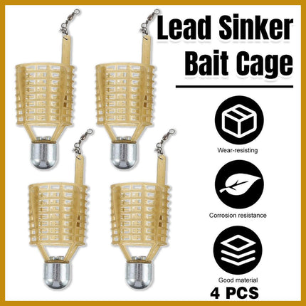 4PCS Fishing Bait Cage Nest Feeder Trap Durable Mesh Basket for Carp Fishing